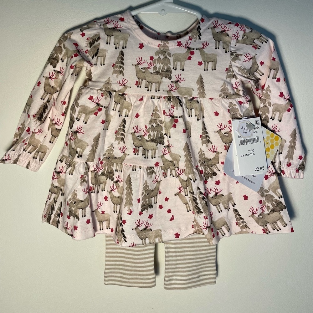 Burt’s Bees Baby Winter,  2 piece Set, 3/6 Months. Great Gift! Organic Cotton